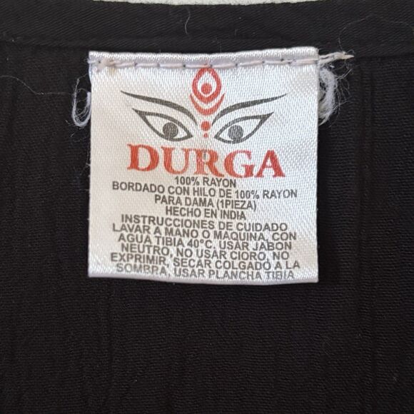 Embroidered Mexican Women Midi Dress Colorful Sleeveless Black L Bohemian Floral - Picture 5 of 10